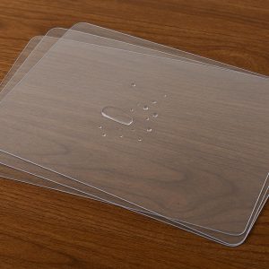 Clear Transparent Plastic Table Placemats Set of Four Waterproof Heat Resistant Protector for Wood Surface Dining Room Kitchen