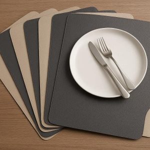 Modern Faux Leather Placemats Set of Six Double Sided Waterproof Heat Resistant Table Mats for Formal Office Dining Decor