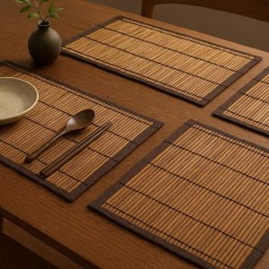 Heavy Duty Bamboo Slat Placemats for Zen Style Dining Natural Heat Resistant Table Mats for Asian Inspired Kitchen Decoration