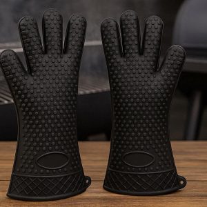 Professional Silicone BBQ Gloves for Grilling and Smoker Heat Resistant Waterproof Kitchen Oven Mitts for High Temperature Cooking