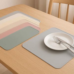 Non Slip Heat Resistant Silicone Placemats Set of Six Waterproof Washable Table Mats for Modern Dining Room Kitchen Decor