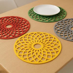 Multi Color Felt Placemats for Modern Dining Table Heat Resistant Decorative Table Mats with Laser Cut Design for Home Office