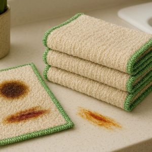 Heavy Duty Bamboo Fiber Dish Cloths for Kitchen Cleaning Natural Anti Bacterial Scour Pads for Grease and Stain Removal