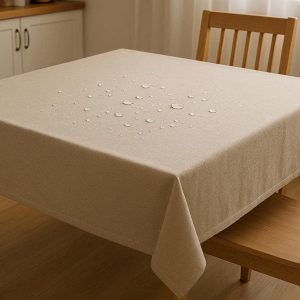 Waterproof Rectangle Cotton Linen Tablecloth Wrinkle Free Heavy Weight Table Cover for Kitchen Dining Room and Party Decor
