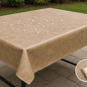 Heavy Duty PVC Vinyl Tablecloth Waterproof Oil Proof Plastic Table Cover with Flannel Backing for Outdoor and Indoor Use